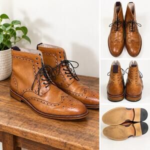 Aston Grey Payton Brown Leather Wingtip Brogue Boots Men’s Size 12